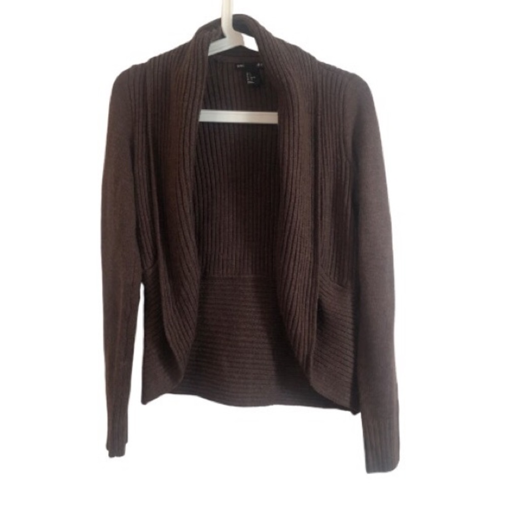 H&M Basic Brown Ribbed Cardigan - SM